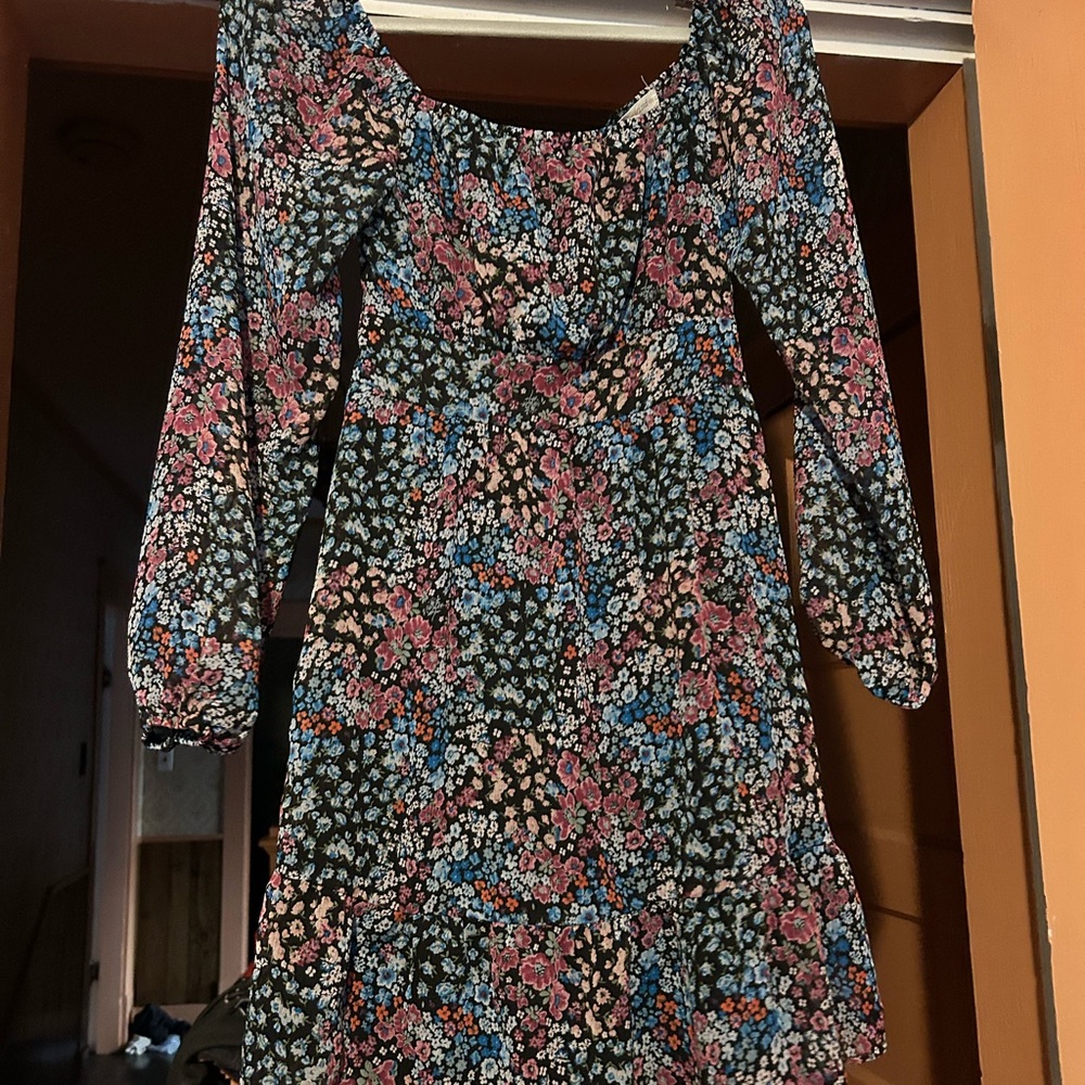 Rewind Floral Backless Dress - Black and Multicolor